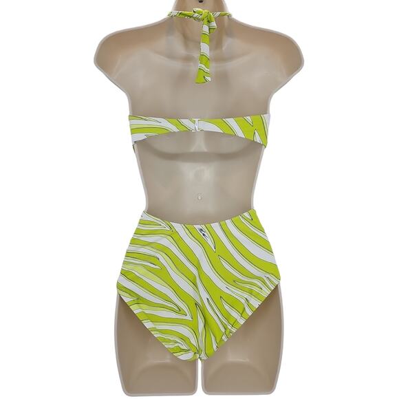 Michael Kors womans size 6 Printed O Ring Cutout One Piece Swimsuit Limeade NEW - Picture 3 of 7